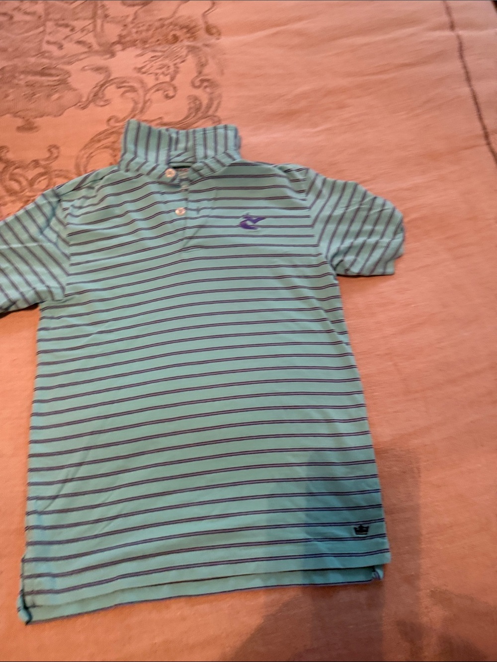Peter Millar Kids Striped Polo - Aqua boys small (7/8)
